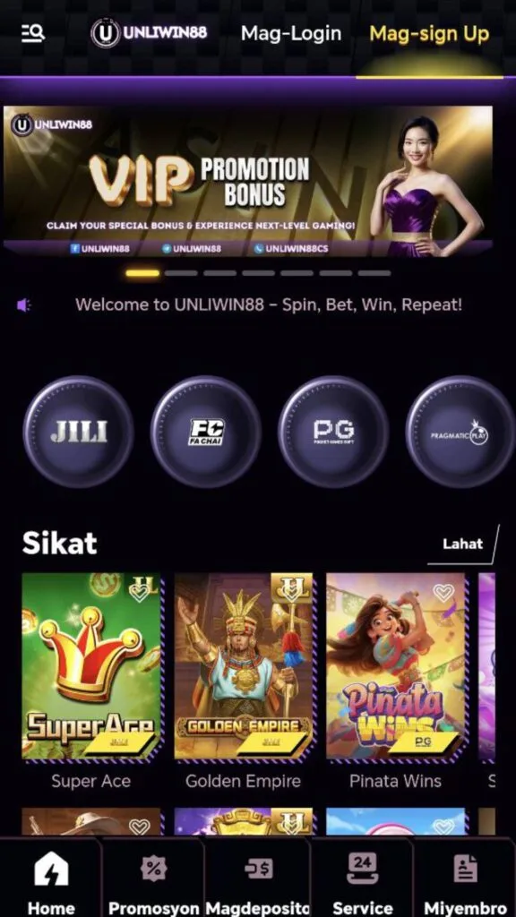 UNLIWIN88 App Preview- Lobby